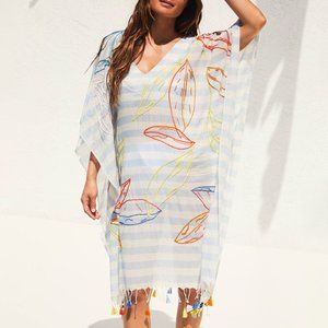 Anthropologie Fringed Abstract Caftan